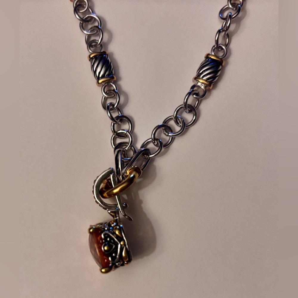 Park Lane Orange Topaz CZ Pendant and Chain Like New - Picture 2 of 5